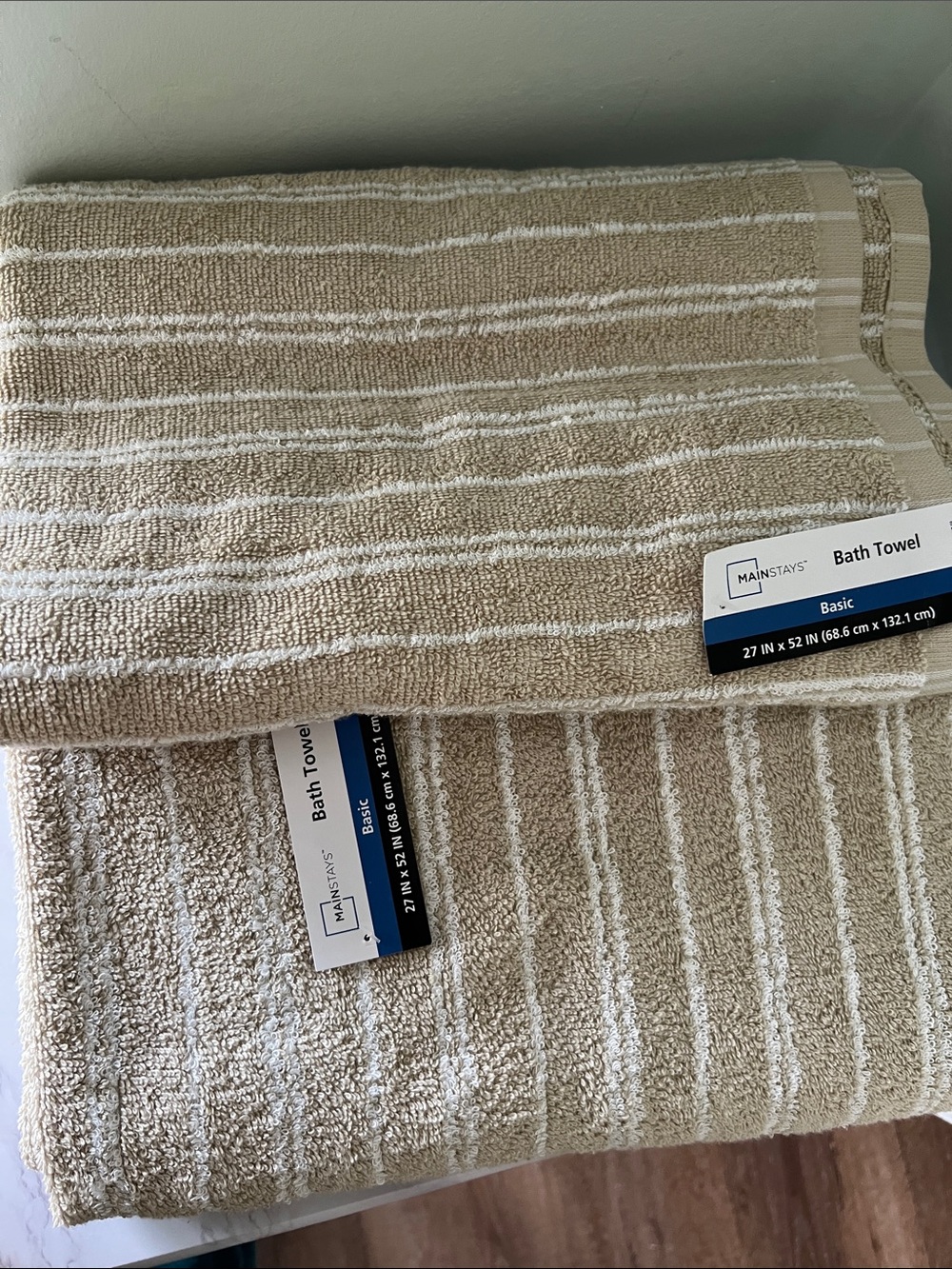 Mainstays Cream Striped  2 piece Bath Towel - Soft Absorbent